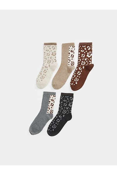 LC Waikiki Lcw Dream Beige Patterned Women's Socks 5 Pack
