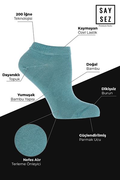 SAYSEZ Water Green Bamboo Women's Booties Socks - Seamless, Premium 3 Pack