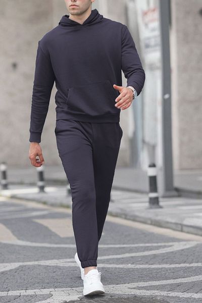 ruNadeS Men's Cotton Oversize Kangaroo Pocket Hooded Tracksuit Set - Casual