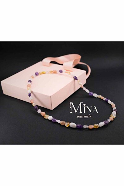 Mina Souvenir Güçlü Kadın Doğal Taş Kolyesi (aşk, şans, kısmet, başarı, uyum,...