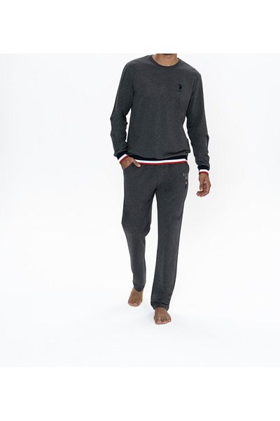 U.S. Polo Assn. Men's Anthracite Cotton Straight Leg Boxed Dowry Pajama Set