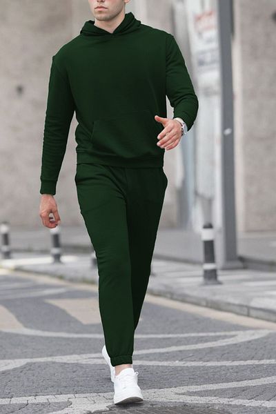 ruNadeS Men's Cotton Oversize Kangaroo Pocket Hooded Tracksuit Set - Casual