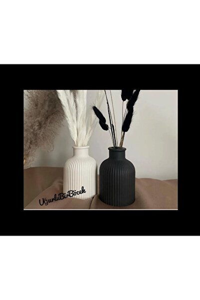 modesign SET DE 2 VASE DECORATIVE CADOU, FUSTIGATE, NEGRU ALB