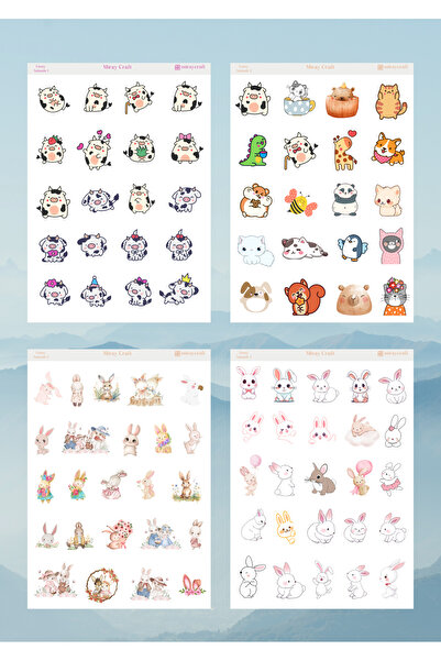 MirayDesign Set de 4 autocolante cu tematică animale drăguțe