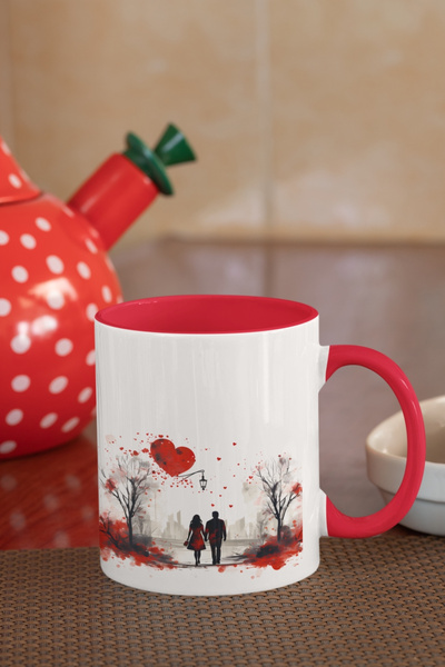 Merch&ice Valentines Day Cup with Valentine's under Red Tree Print