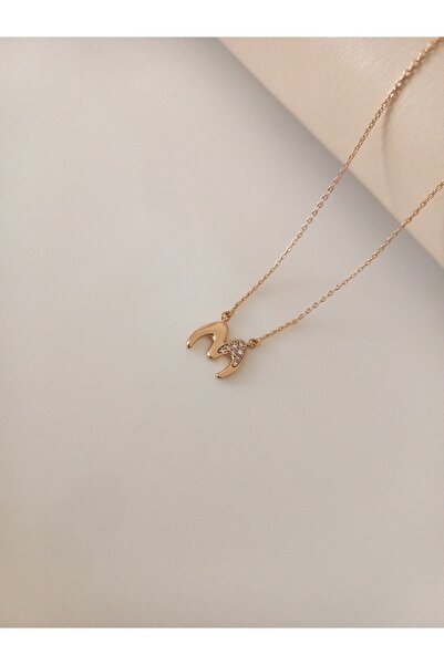 Tişt Accessory Xuping Women's Gold Color Zircon Stone m Letter Steel Necklace