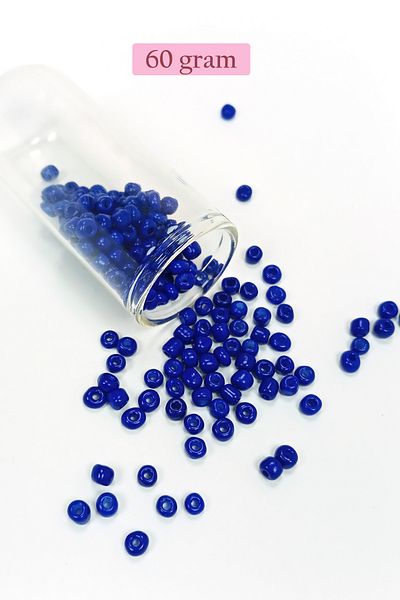 Royaleks Cast Glass Sand Beads Large Size (6/0) 4 mm - 60 Grams - Dark Blue - Bnc139