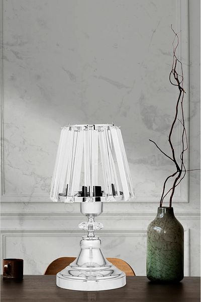 Art&Gift Real Crystal Glass Headboard Chrome Metal Body Bedroom Lampshade Living Room Lamp