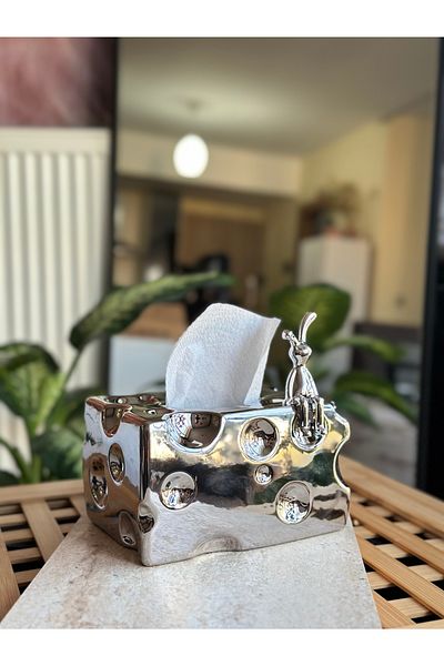 Kalya Concept Cheese Shaped Ceramic Napkin Holder - Fashionable and Funny Design Desktop Tissue Box (12X17X9Cm)