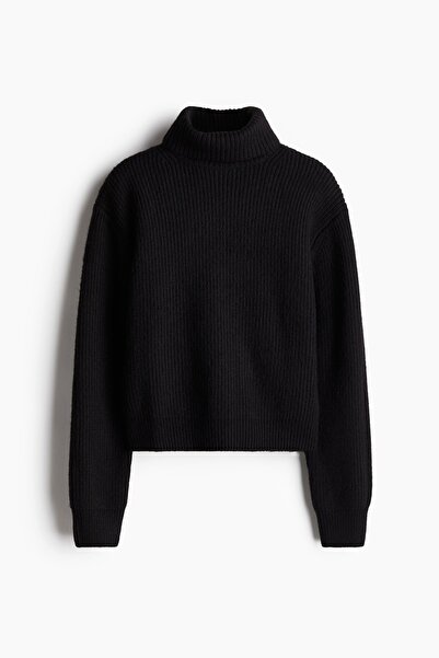 H&M HM Yeni Sezon Lastik Örgülü Balıkçı Yaka Kazak