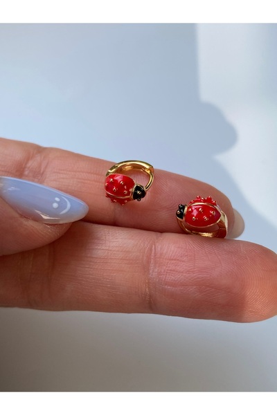 kurukafagift Ladybug Red Color Hoop Double Earrings