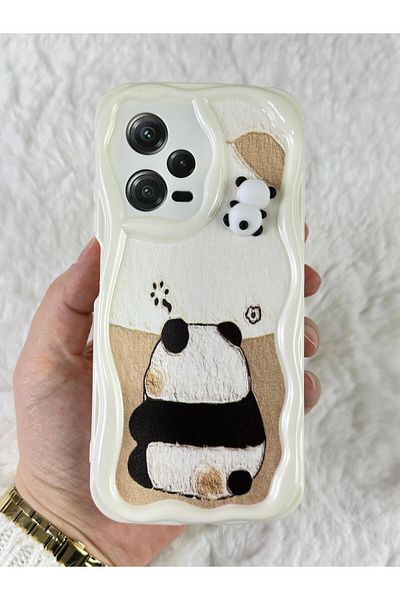 Vip Case Redmi Note 12 Pro 5G - حافظة باندا بتصميم لامع لطيف ثلاثي الأبعاد مع نمط الدب الباندا اللطيف