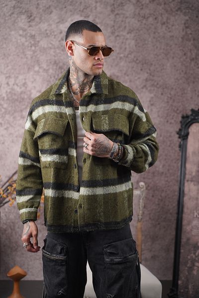 Butik Trend We Oversize Unisex Pocketed Stamp Lumberjack Shirt