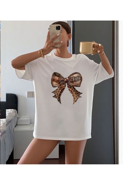 WOODROFFE Sa leopard printom Ženska majica - okrugla kragna , Oversize kroj Š...