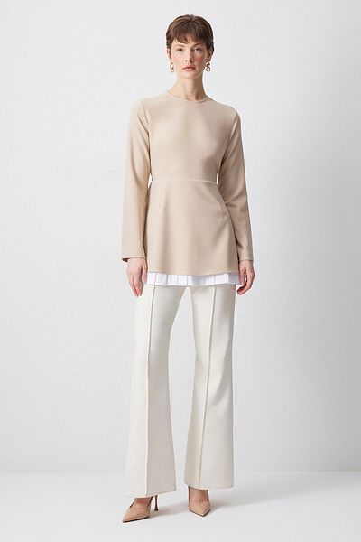 Touché Privé Crepe Tunic with Satin Garnish