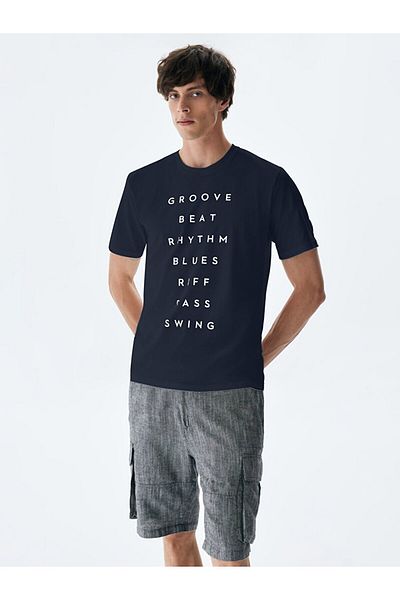 Ltb Navy Blue Slogan T-Shirt