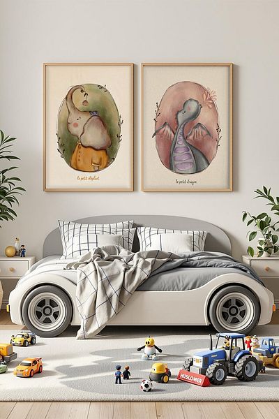 Dekor Loft Διπλός πίνακας παιδικού δωματίου σε πραγματικό ξύλινο πλαίσιο