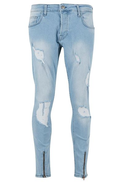 2Y Herren Destroyed Skinny Cropped Denim