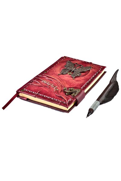 Legend Deri Genuine Leather Butterfly Antique Handmade - Kraft Paper Notebook...