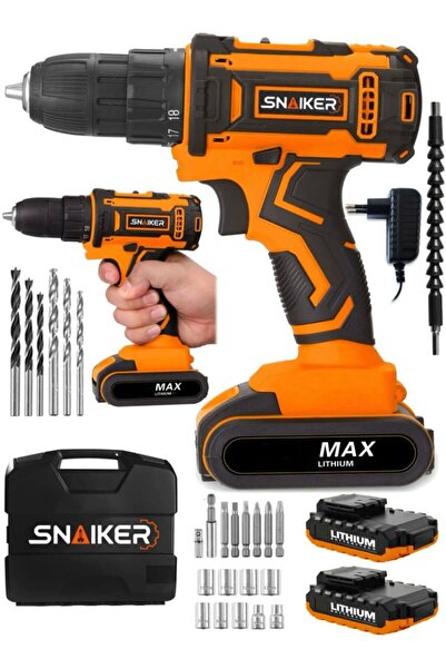 snaiker 12v T Bakır Sargı Darbeli Çift Akülü Vidalama Metal Şanzıman Şarjlı M...