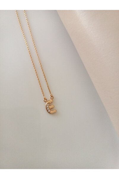 Tişt Accessory XUPING KADIN GOLD RENK ZİRKON TAŞLI E HARFLİ ÇELİK KOLYE