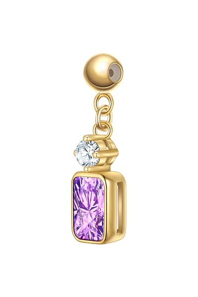 Glanzstücke München Silbercharm Charm Sterling Silber gelbgold Zirkonia lila weiß