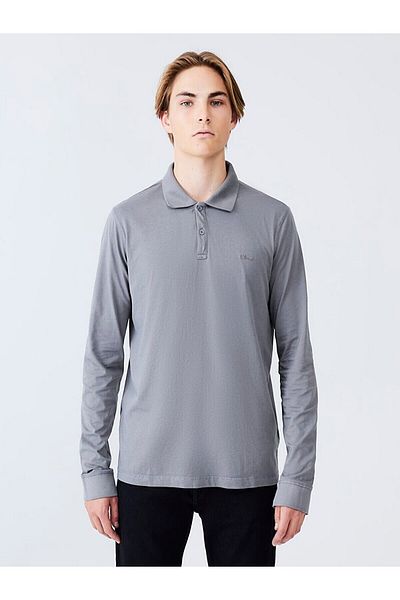 Ltb Polo Collar Dark Gray Sweatshirt