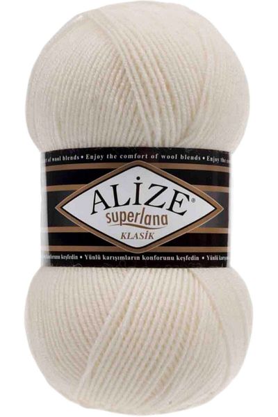 Alize Superlana Cream Classic Πλεκτό Χεριών - 5 Κομμάτια Κλωστή Ανοιχτό 62