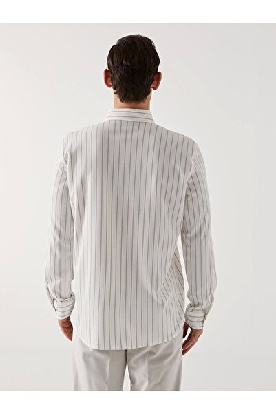 LC Waikiki Ανδρικό ριγέ μακρυμάνικο πουκάμισο με λεπτή εφαρμογή - W4I311Z8