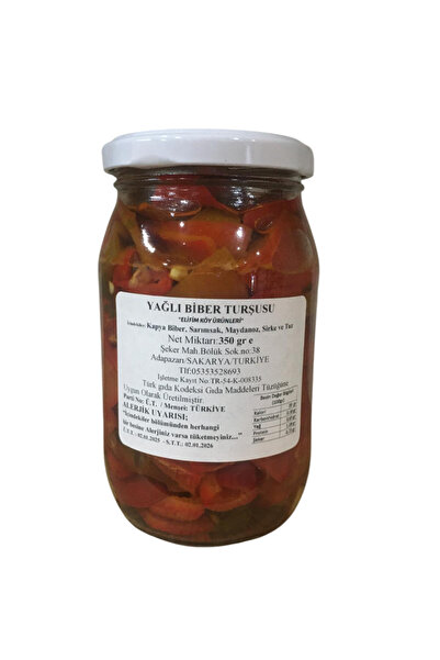 ELİFİMKÖYÜRÜNLERİ EL YAPIMI KAPYA BİBER YAĞLI TURŞU 350 GR
