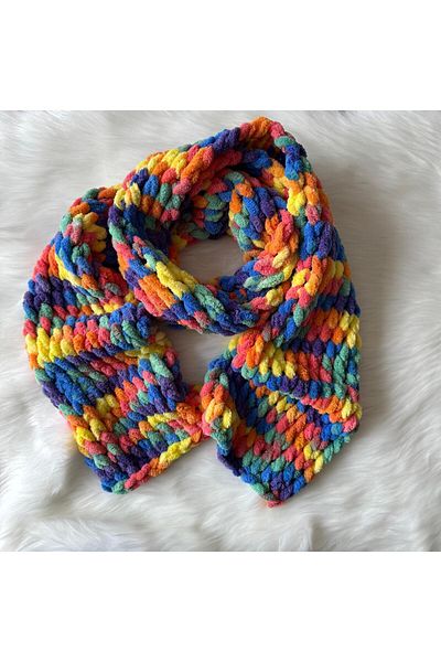 Home Puffy Plush Knit Women's Scarf