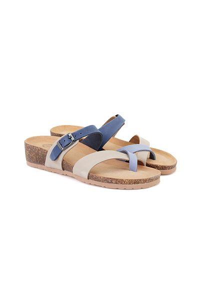 Desa Women's Blue Nubuck Leather Slippers