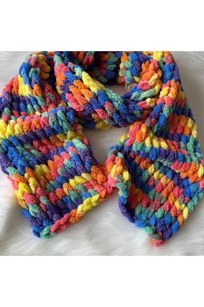 Home Puffy Plush Knit Women's Scarf