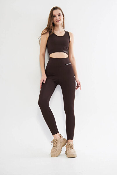 Lesa Wear Yüksek Bel Likralı Toparlayıcı Tayt Crop Takım