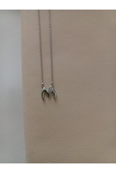 Tişt Accessory Xuping Women's Silver Color Zircon Stone m Letter Steel Necklace