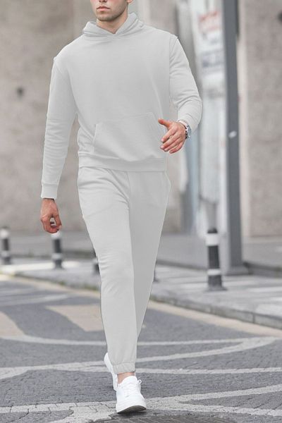ruNadeS Men's Cotton Oversize Kangaroo Pocket Hooded Tracksuit Set - Casual
