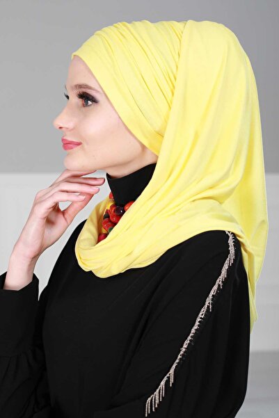 Aisha's Design Drawstring Combed Cotton Boneli Shawl, Bt-1, Yellow