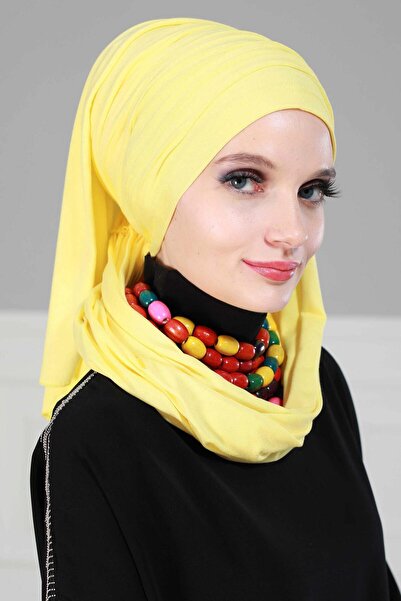 Aisha's Design Drawstring Combed Cotton Boneli Shawl, Bt-1, Yellow