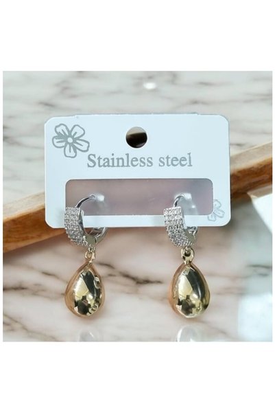 shop Zircon Sparkling Drop Steel Earrings