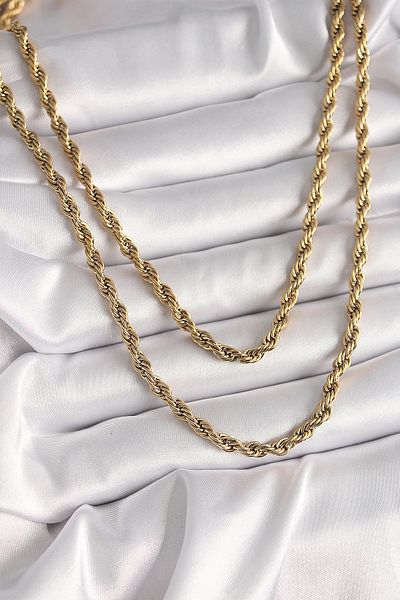Store 316L Steel Gold Color Twist Chain Women's Necklace