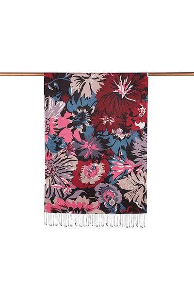 ipekevi Patterned Silk Shawl - Ventilator Patterned - Black