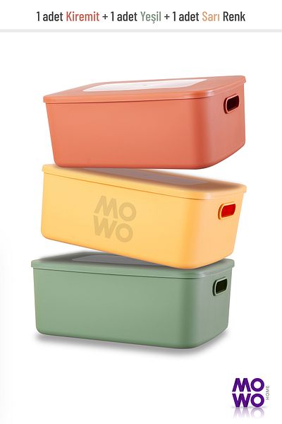 Mowo Home 9.5 Lt Retro Box Mix - Multi-Purpose Organizer Storage Box with Lid, Organizer