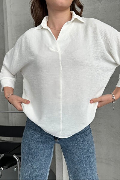 macharel jeans Γυναικείο υφασμάτινο πουκάμισο Ayrobin με μανίκια τριών τετάρτων