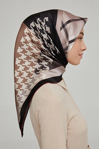 Armine İpek Eşarp Nostalji - 8620-04 Siyah Bordo Twill