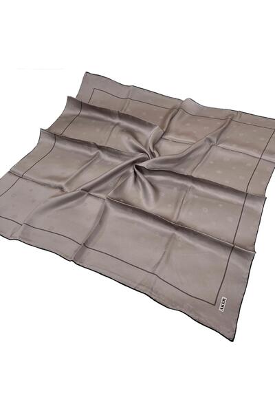 Aker İpek Eşarp Jakarlı - 8773703-314 Vizon Siyah Sura