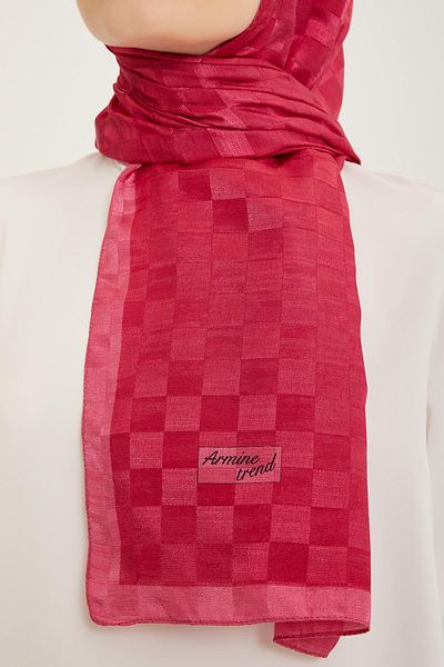 Armine Trend Janjan Shawl - Checker - Fuchsia 86