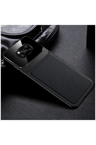Zebana Xiaomi Poco X3 NFC Uyumlu Kılıf Lens Deri Kılıf Siyah
