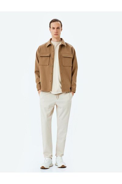 Koton Viscose Blended Pocket Detailed Folded Leg Waist Lace up Trousers