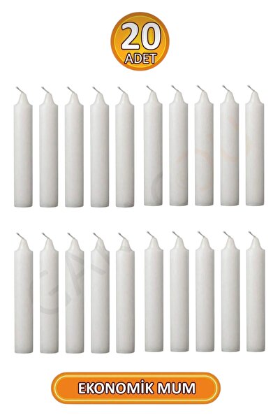 Genel Markalar Beyaz mum 20 adet bakkal mum ekonomik Beyaz mum (10cm)