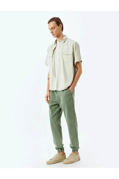 Koton Oversize Jogger Jeans with Lace-Up Waist Cotton Pockets